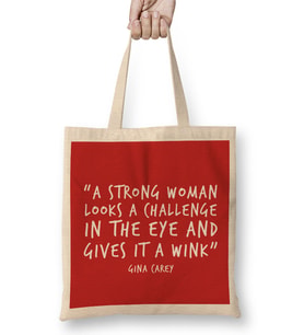 Strong Woman Quote Bez Çanta Uzun Saplı