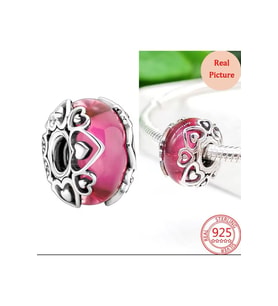 925 Ayar Aşkınızı Ortaya Çıkarın Pembe Murano Cam Charm