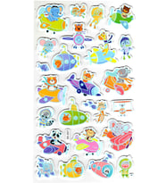 Sticker Eva Kabartmalı Stiker Çıkartma Defter Etiket (XK007) 14x24 cm - Uçak Denizaltı Hayvan