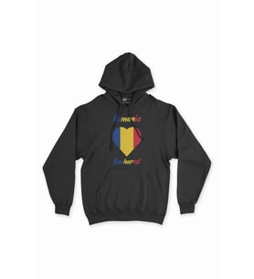 Bükreş Romanya Bayraklı Kalpli Siyah Sweatshirt Hoodie