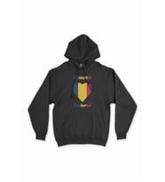 Bükreş Romanya Bayraklı Kalpli Siyah Sweatshirt Hoodie