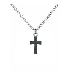 Vintage Haç İşareti Figürlü Gotik Siyah Unisex Kolye – 60 cm Zincirli, Metal Alternatif Takı (Gümüş)