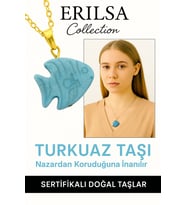 Sertifikalı Balık Model Firuze - Turkuaz Taşı Kolye – Şans, Koruma ve Ruhsal Huzur Taşı (Çok Renkli)