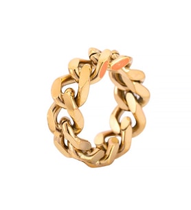 Chavin Parlak Gold Zincir Dizayn Erkek Bayan Çelik Yüzük ek50sr