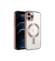 Apple iPhone 13 Pro Uyumlu Kılıf Kamera Korumalı M-safe Wireless Şarj Özellikli Zore Demre Kapak (Rose Gold Altın)