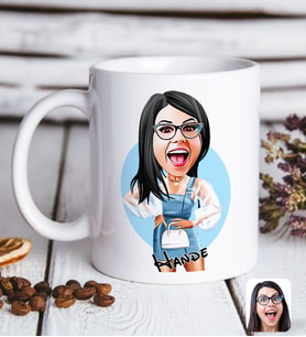 BK Gift Kişiye Özel Kadın Moda İkonu Karikatürlü Beyaz Kupa Bardak-1