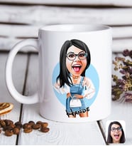 BK Gift Kişiye Özel Kadın Moda İkonu Karikatürlü Beyaz Kupa Bardak-1
