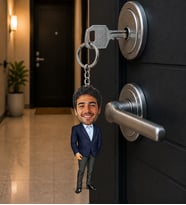 Kişiye Özel Karikatürlü Erkek Anahtarlık – Fotoğraflı Mini Figür Anahtar Süsü