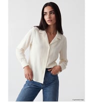 LCW Vision Beyaz Çizgili Oversize Kadın Gömlek