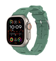 Apple Watch Ultra 49mm Uyumlu Kordon Silikon Yumuşak Esnek Metal Klipsli KRD-92 Kayış (Petrol Yeşili)