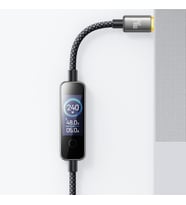 240W Typ-C to Typ-C TFT Ekranlı Şarj Kablosu 1.2 m -Siyah