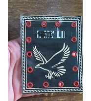 9X11 CM KARTAL GÖRSELLİ DERİ FERMUARLI APLİKE ARMA DİKİŞ HOBİ AKSESUARI