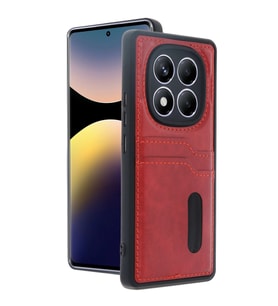 Xiaomi Redmi Note 14 Pro 5g Kılıf Sara Kartvizitli Deri Kılıf - Kırmızı