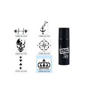 Pusula Taç Spray Tattoo Geçici Sprey Dövme Seti
