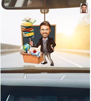 Kişiye Özel Karikatürlü Öğretmen Ahşap Araba Dikiz Ayna Süsü