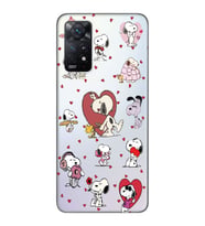 Redmi Note 11S - Note 11 Uyumlu Snoopy ve Kalp Tasarımlı Şeffaf Telefon Kılıfı