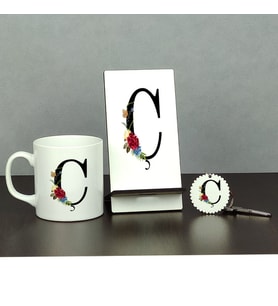 Ç Harfi Üçlü Set (Kupa + Telefon Standı + Anahtarlık)