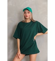 Kadın Regular Fit Tişört Bisiklet Yaka Yazlık Kısa Kol Basıc T-Shirt - Yeşil