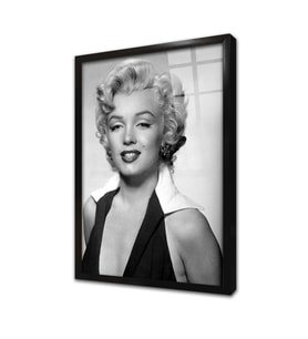 Marliyn Monroe Siyah Beyaz Çerçeveli Cam Tablo