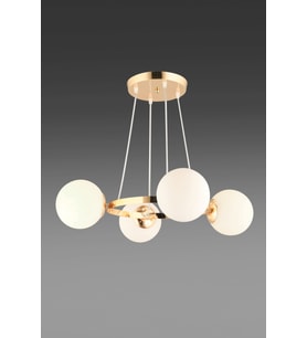 Gold 4 Lü Halka Beyaz Glop Camlı Modern Avize