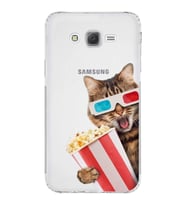 PrintiFy Samsung Galaxy J7 ile Uyumlu Kedi 1 Kamera Korumalı Şeffaf Kılıf