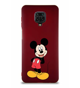 Xiaomi Redmi Note 9 Pro Soft Premier Kapak Mickey Mouse-B Tasarımlı Silikon Kılıf - Mürdüm (Şeffaf)