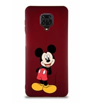 Xiaomi Redmi Note 9 Pro Soft Premier Kapak Mickey Mouse-B Tasarımlı Silikon Kılıf - Mürdüm (Şeffaf)