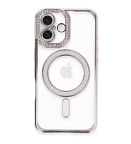 Apple İphone 16 Plus Kılıf Joke Simli Magneticsafe Kılıf - Pembe