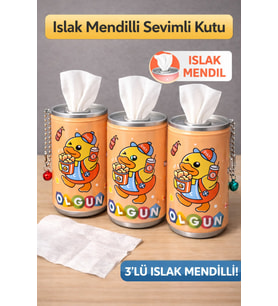 Dekoratif Sevimli Islak Mendilli Kutu 3’lü Set – Ev & Okul Kullanımı