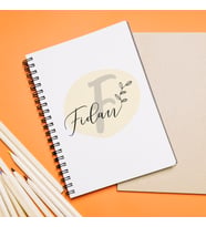 Baş Harfli İsimli Çiçekli Defter Kişiye Özel