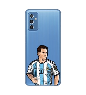 Samsung Galaxy M52 Uyumlu Lionel Messi Desenli Şeffaf Telefon Kılıfı