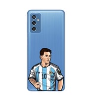 Samsung Galaxy M52 Uyumlu Lionel Messi Desenli Şeffaf Telefon Kılıfı