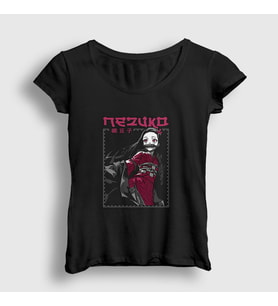Presmono Kadın Siyah Nezuko Kamado V2 Anime Demon Slayer Kimetsu No Yaiba T-Shirt 308191tt