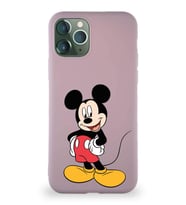 Apple iPhone 11 Pro Soft Premier Kapak Mickey Mouse-E Tasarımlı Silikon Kılıf - Pudra (Şeffaf)