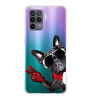 PrintiFy Oppo Reno 5 Lite ile Uyumlu Köpek 2 Kamera Korumalı Şeffaf Kılıf
