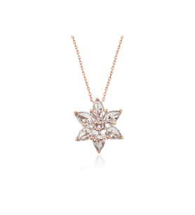 Gümüş Rose Beyaz Lotus Çiçeği Kolye CSR2180726