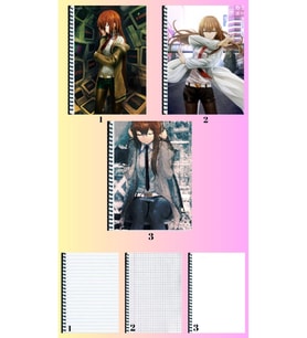 Kurisu makise 3 adet defter A4 büyük boy çizgili_kareli_çizgisiz