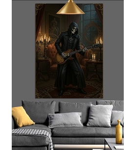 Gotik Gitarist Adam Dekoratif Kanvas - Mdf Ahşap Tablo