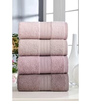 4 Lü El Yüz Havlu Seti %100 Pamuklu Gökkuşağı 50x85 Cm Pudra