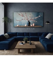 Yatay Panoramik Kanvas Tablo Vazo Çiçek Bitki Çiçek Tablosu Ev Ofis Duvar Dekoru