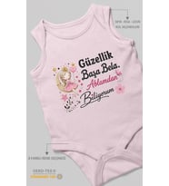 Güzellik Başa Bela Ablamdan Biliyorum Sıfır Kol Bebek Zıbını %100 Pamuk