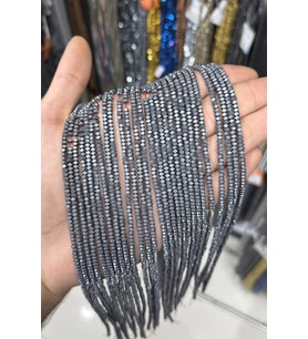 Hematit Taşı Rondela Kesim Mat Gri 3x2mm Doğal Taş Dizi
