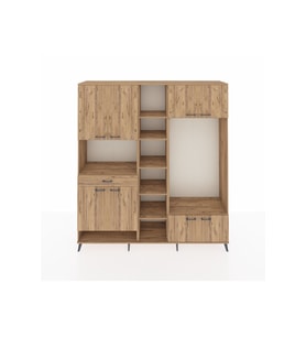 Hyperion Dolap 12 Raflı Tek Çekmeceli 8 Kapaklı 220x44x243 Çam-Çam/Çam