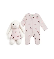 Cherry Blossom Kiraz Desenli Kız Bebek Tavşan Seti