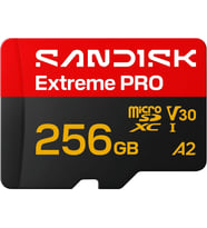 versiyon Extreme PRO microSDXC 256 GB, UHS-I kartı + SD adaptörü (250 MB/sn'ye kadar okuma, 170 MB/sn'ye kadar yazma, 5K, 3K, 4K UHD, C10, V30, U3, A2)