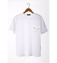 Erkek Beyaz Bisiklet Yaka Cepli Oversize T-Shirt 22Y-3400762-44