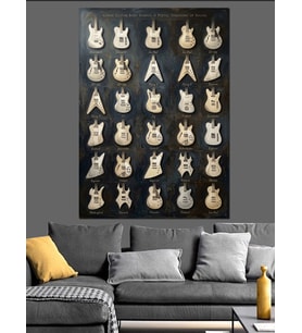Farklı Tipte Gitar Çeşitleri Tablosu Dekoratif Kanvas - Mdf Ahşap Tablo