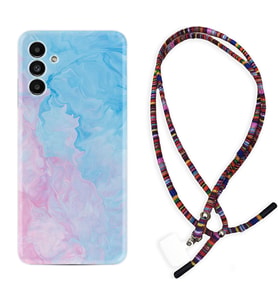 Samsung A23 A31 A32 A50 A51 A52 A53 A70 Kılıf Boyun Asklı Rasta Silikon Pink Blue Abstract 1385