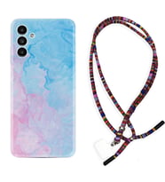 Samsung A23 A31 A32 A50 A51 A52 A53 A70 Kılıf Boyun Asklı Rasta Silikon Pink Blue Abstract 1385