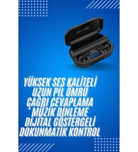 Rgb Işıklı Çift Mikrofonlu Siyah Profesyonel  Kulaklığı Kablosuz Kulakiçi (Çok Renkli)